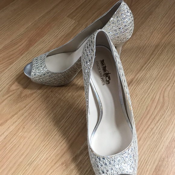 High heels shoes - silver and gold -  worn once - Picture 2 of 2